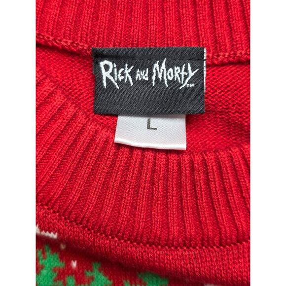 Rick & Morty Size Large‎ Ugly Christmas Sweater Merry Wreckedmas NWOT 44" Chest - Picture 4 of 6
